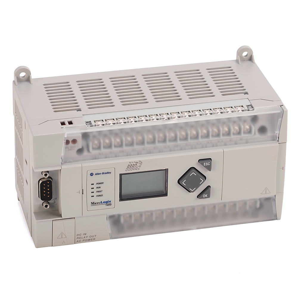 Controlador MicroLogix 1400 Allen-Bradley de 32 puntos, Communication: DF1, DH-485, Modbus RTU, ASCII, DNP3, EtherNet/IP messaging, DNP3 over IP, Modbus TCP/IP