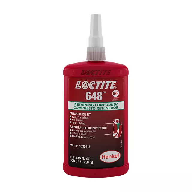 LOCTITE 648, compuesto retenedor, botella 250 ml, Henkel LOCTITE, Viscosity: 500.0 mPa·s (cP)