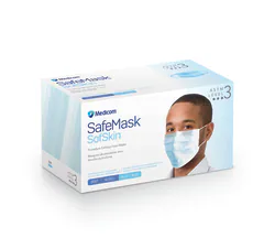 Mascarillas de procedimiento Medicom SafeMask SofSkin con elástico, azules, Color Blue