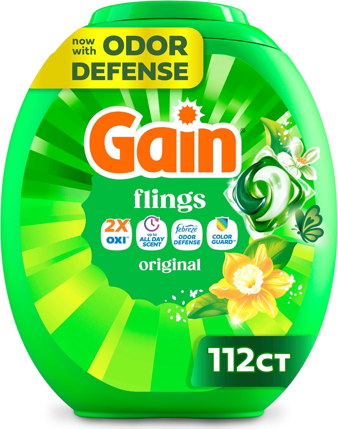 Detergente para ropa en cápsulas Gain Flings, aroma Original, 112 unidades, 112 CT