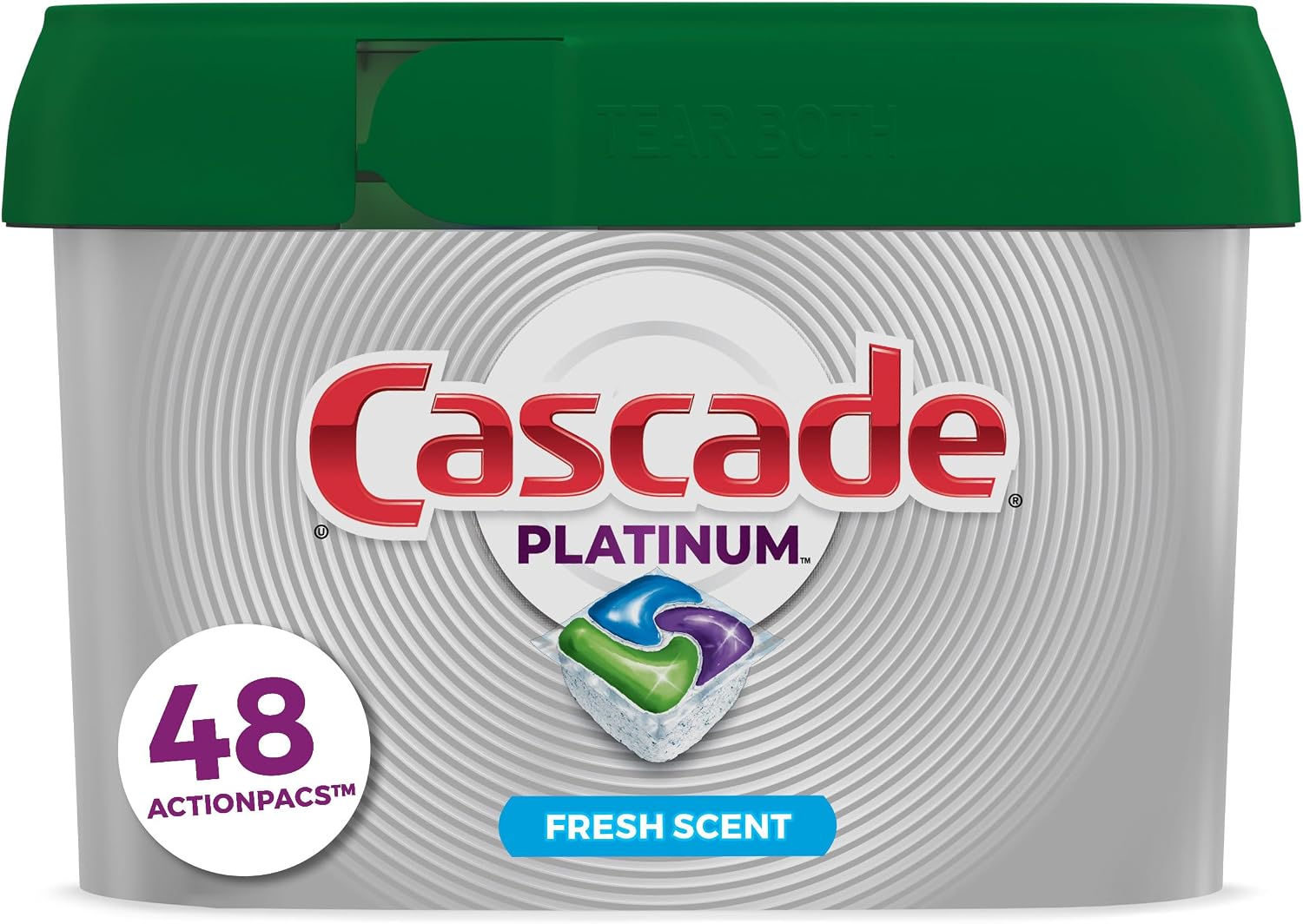 Cápsulas para lavavajillas Cascade Platinum ActionPacs, aroma fresco, 48 unidades, 48 CT