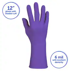 Guantes de examen de nitrilo Ansell Kimtech Purple Nitrile-Xtra, medianos, Length (English) 12 in.
