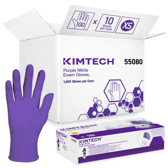 Guantes de examen de nitrilo Ansell Kimtech Purple, talla X-Small, Size X-Small