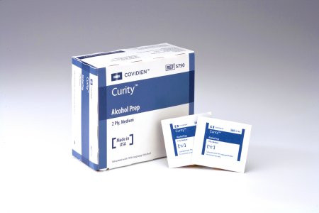Almohadillas de preparación con alcohol Curity 5750, medianas, estériles, caja de 200, Medium, 2 ply, isopropyl alcohol 70%, sterile