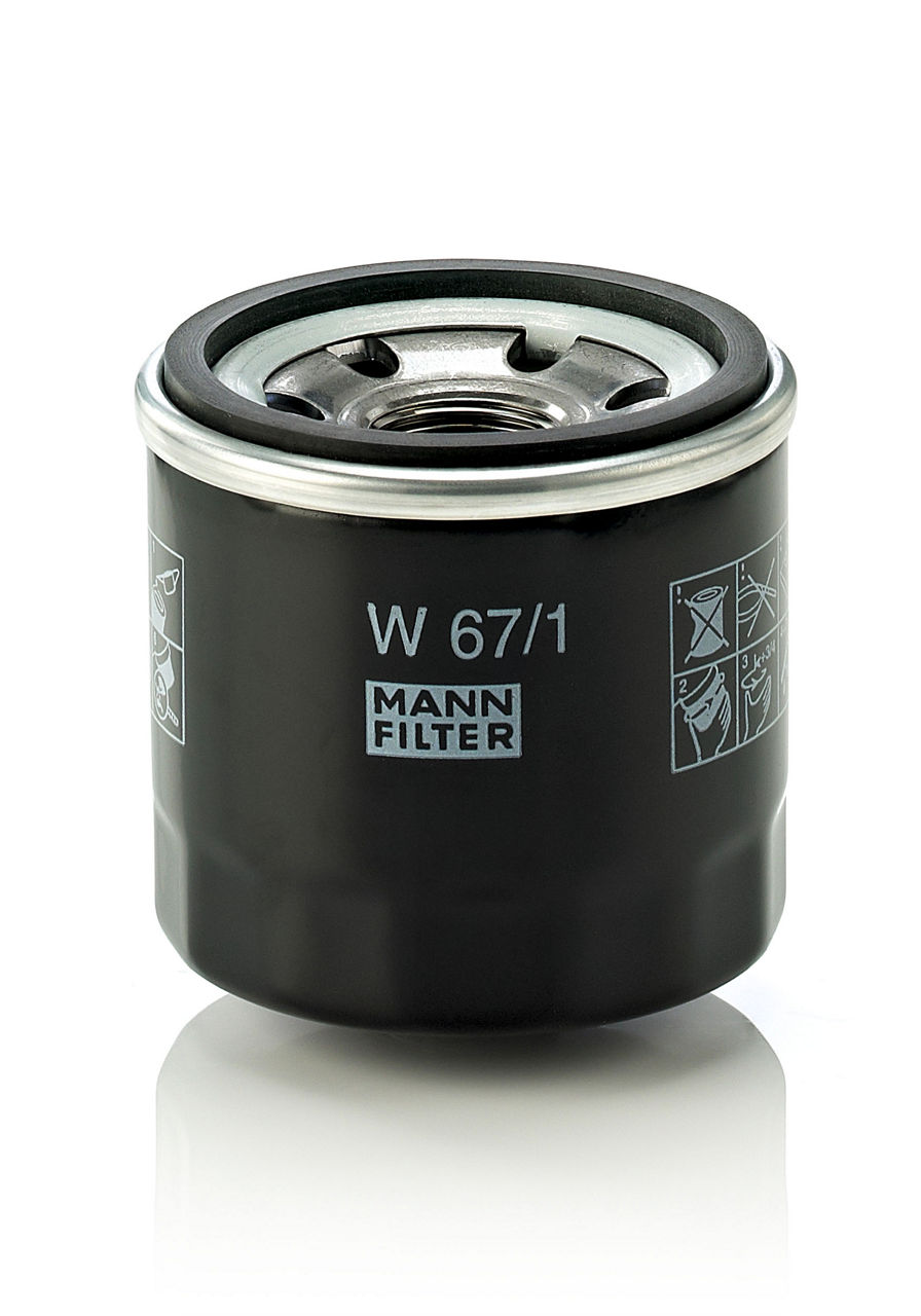 Filtro de aceite MANN-FILTER W 67/1, Outer diameter (A) = 2.6 in