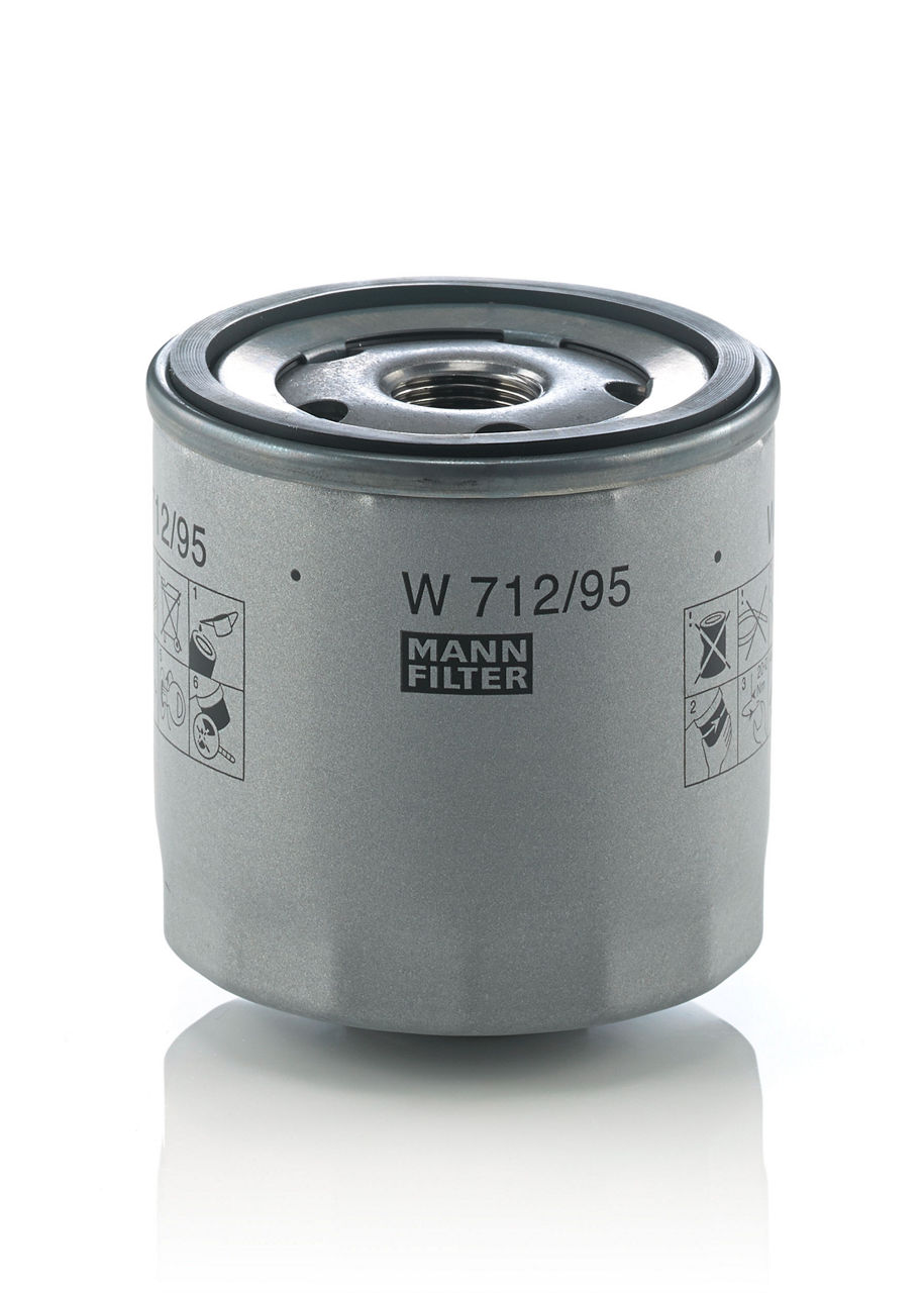 Filtro de aceite MANN-FILTER W 712/95, Outer diameter (A) = 3.0 in