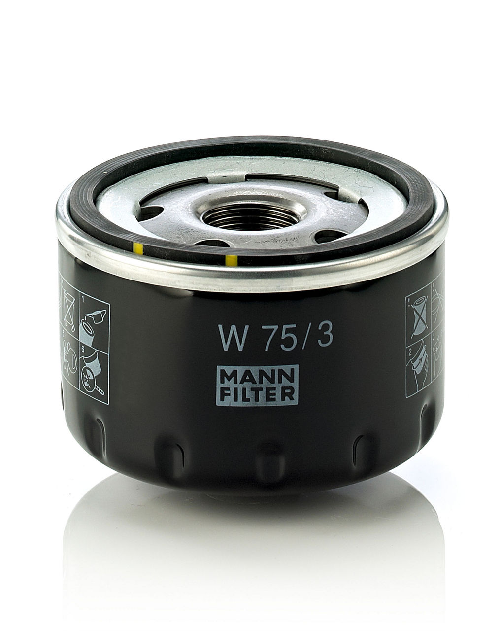 Filtro de aceite MANN-FILTER W 75/3, Outer diameter (A) = 3.0 in